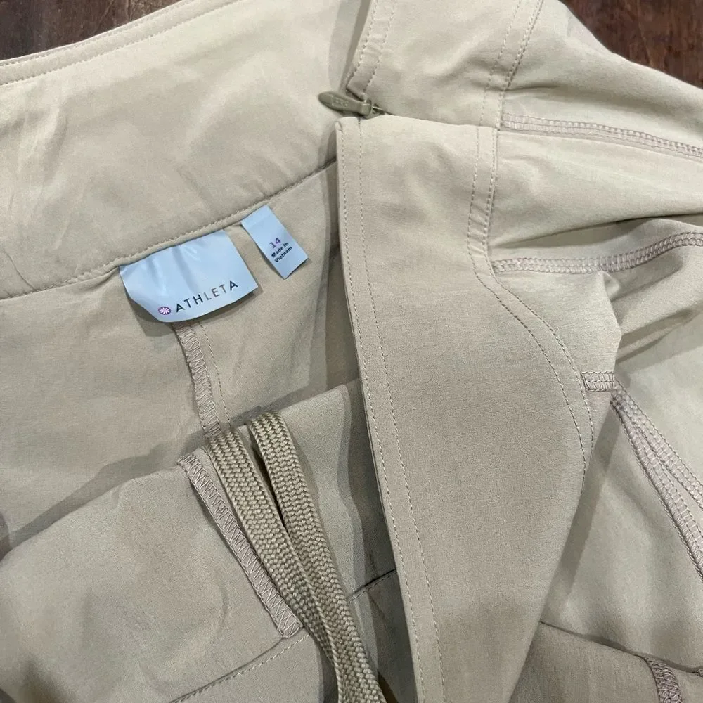 Athleta Cream Pleated A-Line Skirt